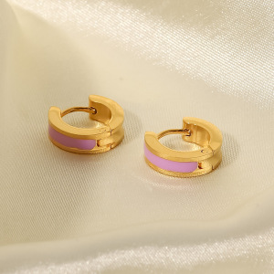 1 Paire De Boucles D'Oreilles Créoles Colorées En Acier Inoxydable Pour Femme h5 Image11