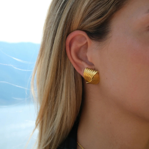 1 Paire De Boucles D'Oreilles À Tige Géométriques En Acier Inoxydable Plaqué Or  Pour Femme, Style Simple Et Tendance h5 Image6