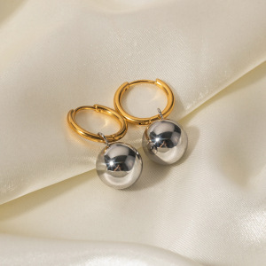 Boucles D'Oreilles Pendantes En Acier Inoxydable Étanches Avec Pendentif Boule (1 Paire) h5 Image6
