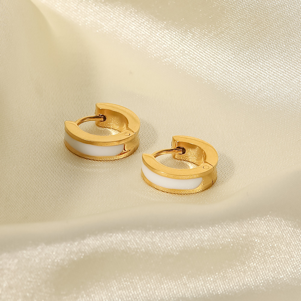1 Paire De Boucles D'Oreilles Créoles Colorées En Acier Inoxydable Pour Femme Image12