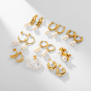 Boucles D'Oreilles En Acier Inoxydable Or De S Internet De Style Européen Et Américain Ins, Boucles D'Oreilles En Perles Personnalisées À La Mode, Bijoux Pour Femmes h5 Image7