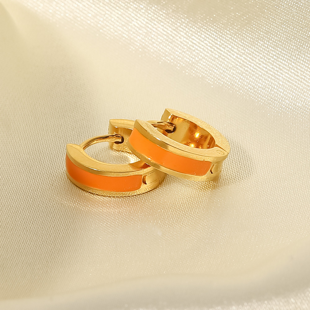 1 Paire De Boucles D'Oreilles Créoles Colorées En Acier Inoxydable Pour Femme Image10