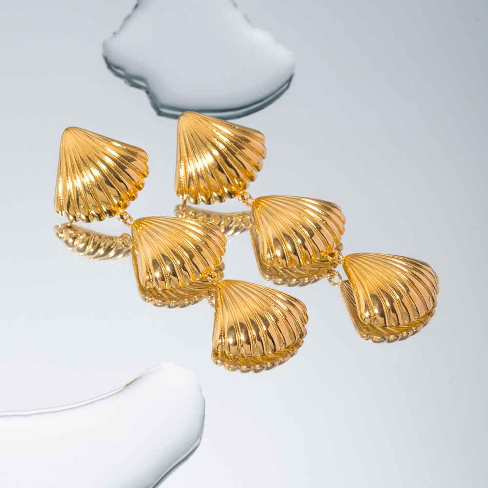 Boucles D'Oreilles Pendantes Haut De Gamme En Acier Inoxydable Doré, Simples Et Polyvalentes, Tendance Pour Les Femmes. Image6