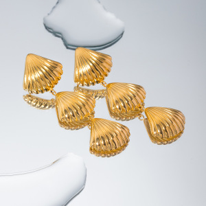 Boucles D'Oreilles Pendantes Haut De Gamme En Acier Inoxydable Doré, Simples Et Polyvalentes, Tendance Pour Les Femmes. h5 Image6