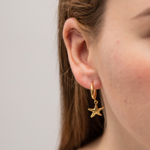 Boucles D'Oreilles Pendantes En Forme D'Étoile De Mer En Acier Inoxydable Or  De Style Rétro Français Pour Femmes, Boucles D'Oreilles Polyvalentes En Acier Titane Qui Ne Se Décolorent Pas h5 Image7