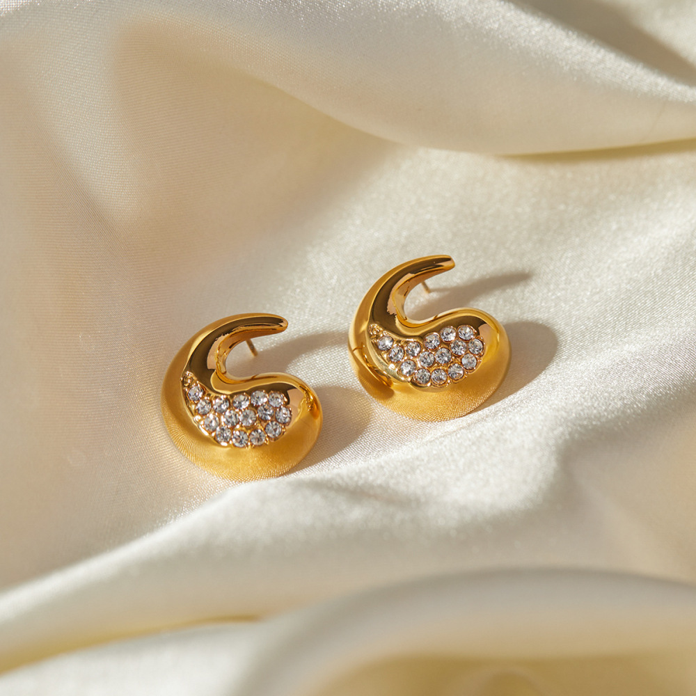 Modèle De Créateur Jd ! Boucles D'Oreilles En Acier Inoxydable Or  En Forme De Diamant/Larme, Style Européen Et Américain, Boucles D'Oreilles Simples Et Froides Image10