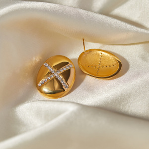 Modèle De Créateur Jd ! Boucles D'Oreilles En Acier Inoxydable Or  En Forme De Diamant/Larme, Style Européen Et Américain, Boucles D'Oreilles Simples Et Froides h5 Image8