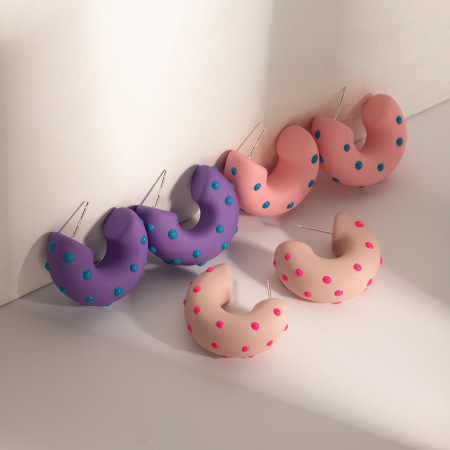 boucles d'oreilles en forme de c, style européen et américain, personnalité exagérée transfrontalière, tendance de la mode, peinture en caoutchouc, goutte d'huile, boucles d'oreilles, accessoires, , femmes 2