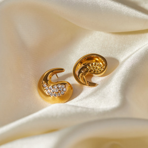 Modèle De Créateur Jd ! Boucles D'Oreilles En Acier Inoxydable Or  En Forme De Diamant/Larme, Style Européen Et Américain, Boucles D'Oreilles Simples Et Froides h5 Image11