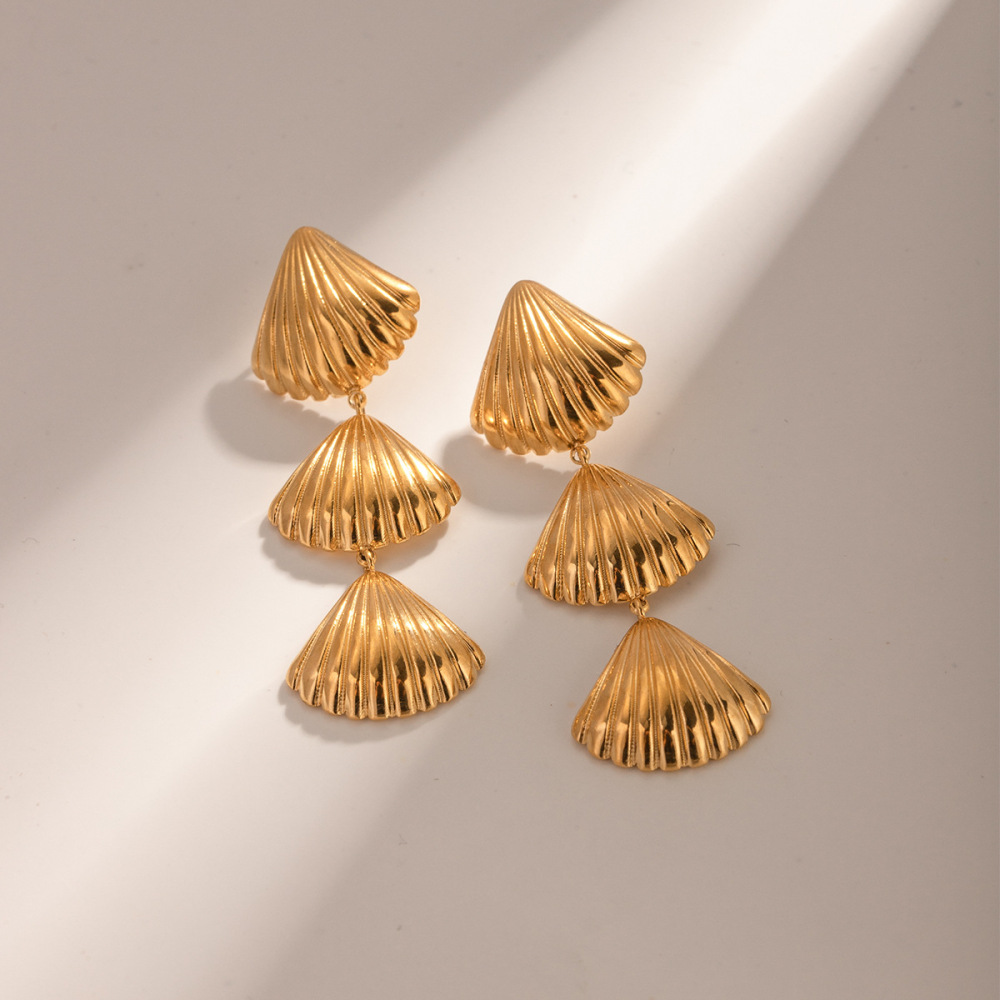 Boucles D'Oreilles Pendantes Haut De Gamme En Acier Inoxydable Doré, Simples Et Polyvalentes, Tendance Pour Les Femmes. Image7