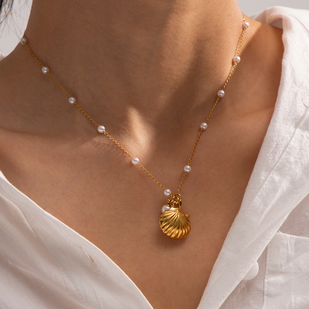 Bijoux Européens Et Américains De Nouvelle Série D'Éléments Marins Pour Femmes, Boucles D'Oreilles Et Colliers En Acier Titane De Luxe Haut De Gamme En Gros Image8