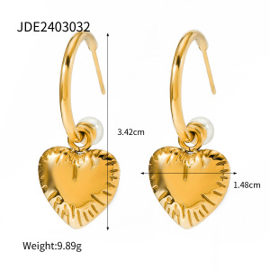 1 Paire De Boucles D'Oreilles Pendantes En Acier Inoxydable Étanches En Forme De Cœur (C) h5 Image7