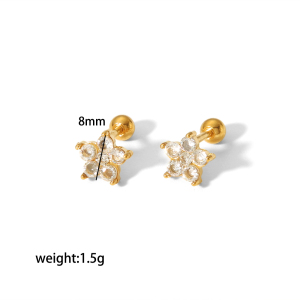 Boucles D'Oreilles Puces Pour Femmes, Forme Ronde Simple, En Acier Inoxydable, Étanches, Couleur Or h5 