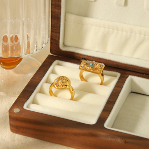 1 Pièce De Bague En Acier Inoxydable Plaqué Or  À La Mode Avec Œil De Lave En Diamant Coloré Pour Femme À Porter Au Quotidien h5 Image3