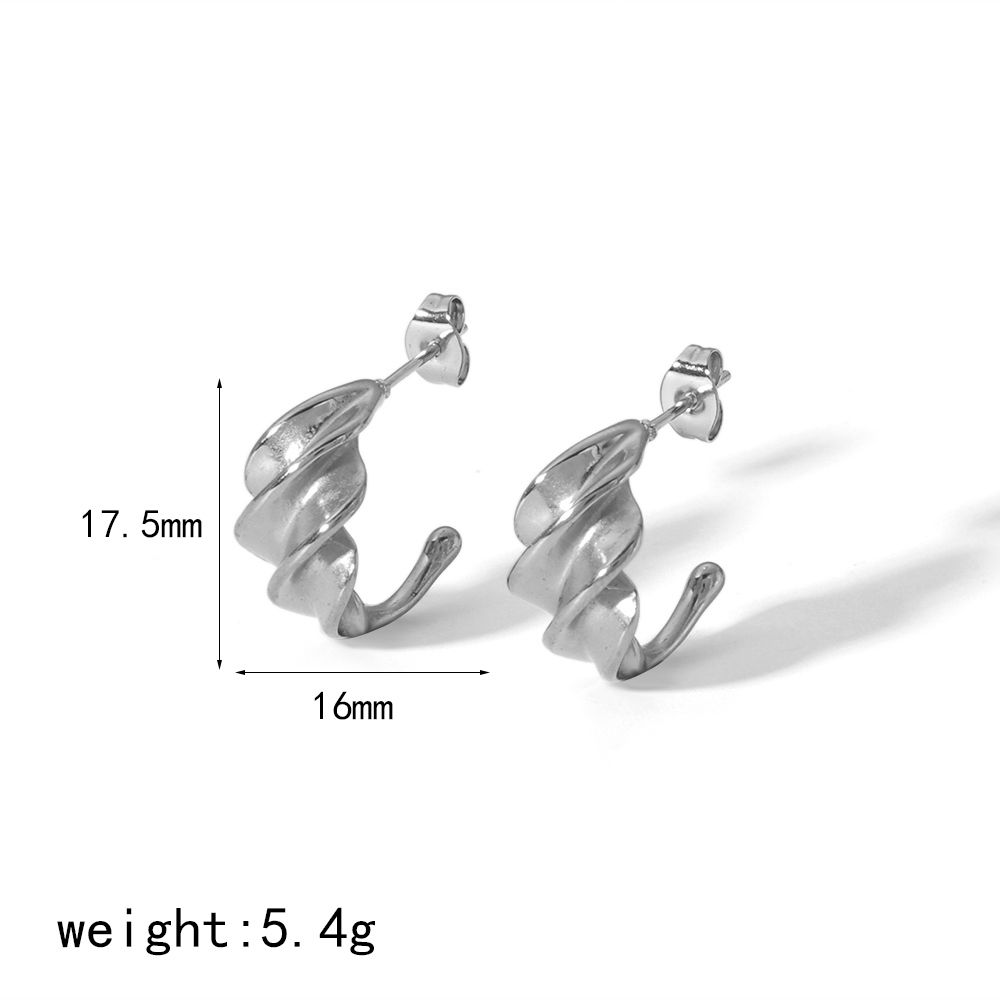 1 Paire De Boucles D'Oreilles Classiques En Forme De C En Acier Inoxydable Plaqué Or Pour Femmes À Porter Au Quotidien Image7