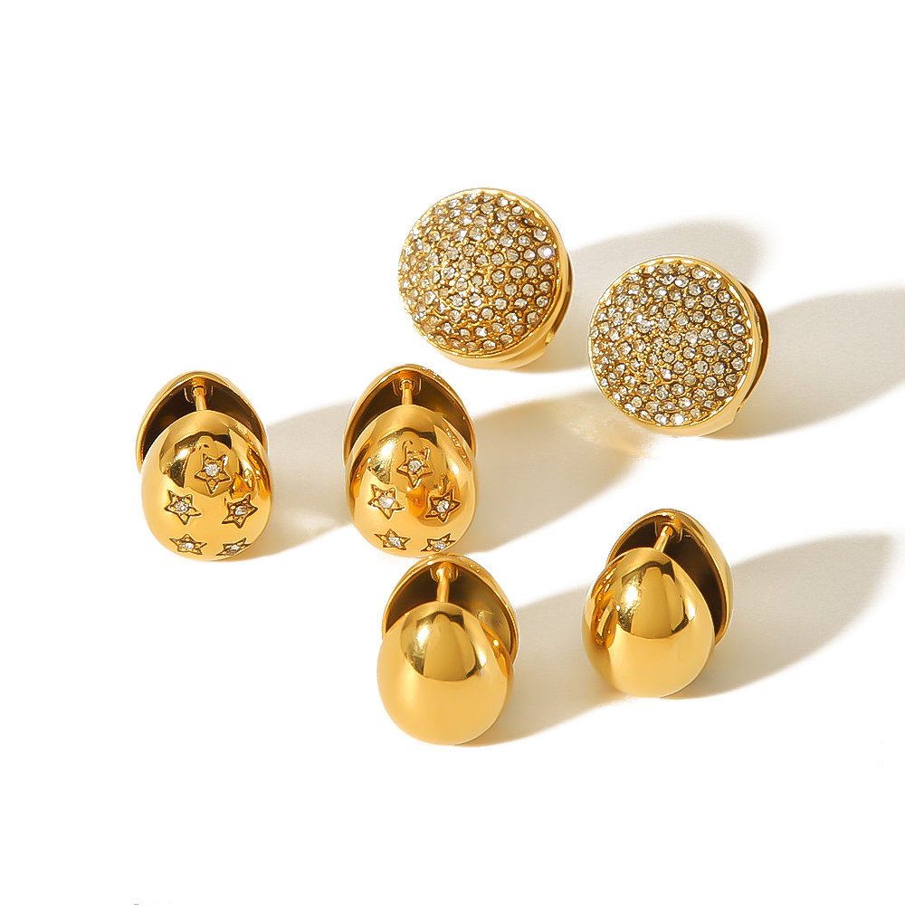 1 Paire De Boucles D'Oreilles Géométriques En Diamant Double Face En Acier Inoxydable Plaqué Or  Classiques À La Mode Pour Bijoux Pour Femmes À Porter Au Quotidien Image5