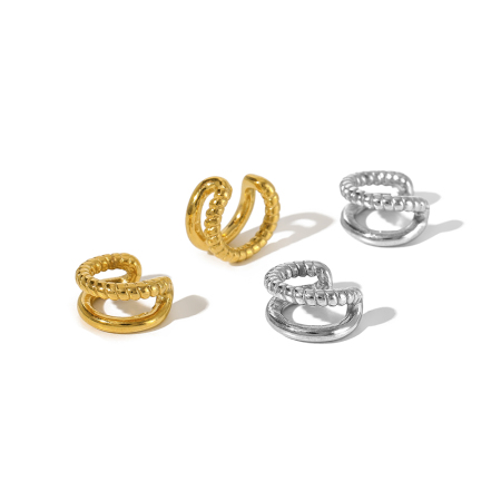 1 paire de clips d'oreilles élégants en acier inoxydable plaqué or, à motif géométrique torsadé, pour un usage quotidien. 2