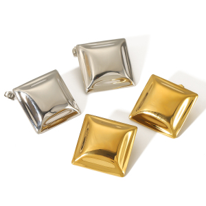 1 Paire De Boucles D'Oreilles Carrées Géométriques En Acier Inoxydable Plaqué Or  De Haute Qualité, Adaptées Au Port Quotidien Des Femmes h5 Image4