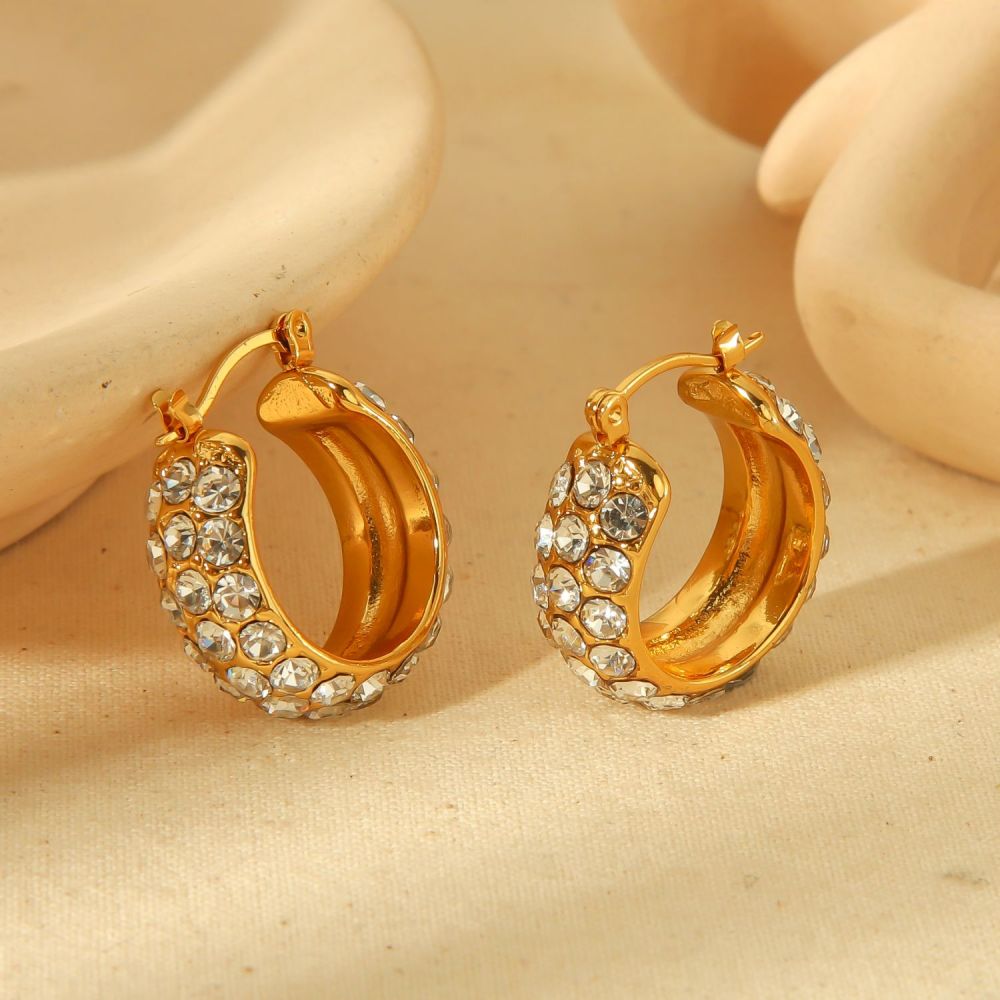 1 Paire De Boucles D'Oreilles Classiques En Acier Inoxydable Plaqué Or  Avec Zircons Pour Bijoux Pour Femmes À Porter Au Quotidien Image4