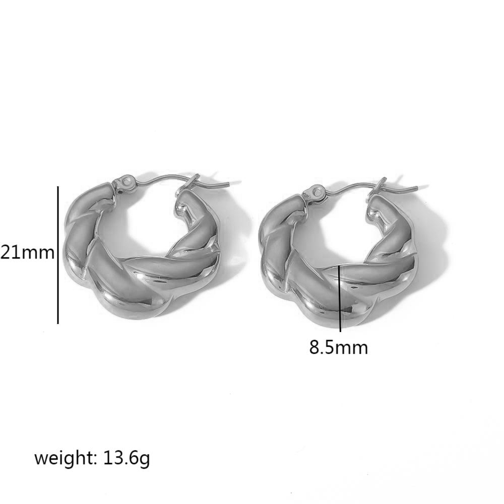 1 Paire De Boucles D'Oreilles Géométriques Torsadées Classiques Simples En Acier Inoxydable Plaqué Or , Boucles D'Oreilles Moulées, Bijoux Pour Femmes, Distribution Quotidienne Image6