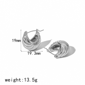 1 Paire De Boucles D'Oreilles Créoles Classiques En Acier Inoxydable Plaqué Or Pour Femmes À Porter Au Quotidien h5 Image6