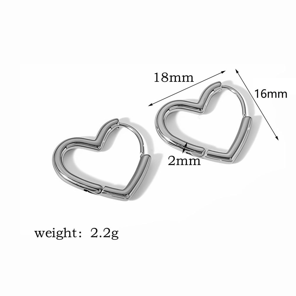 1 Paire De Boucles D'Oreilles Simples Classiques En Acier Inoxydable Plaqué Or En Forme De Cœur Géométrique Pour Bijoux Pour Femmes À Porter Au Quotidien Image6