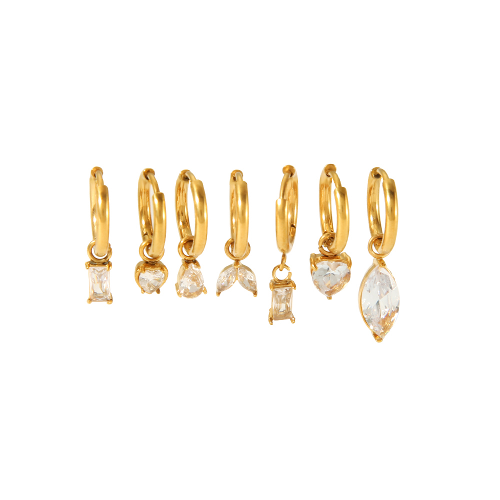 1 Paire De Boucles D'Oreilles Pendantes Géométriques Quotidiennes En Zircon Plaqué Or  Pour Femmes, Série Simple Image6