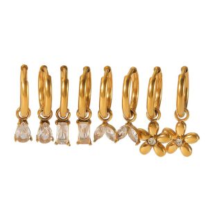 1 Paire De Boucles D'Oreilles Pendantes Rectangulaires Géométriques En Acier Inoxydable Plaqué Or  Exquises Et À La Mode Pour Bijoux Pour Femmes À Porter Au Quotidien h5 Image4