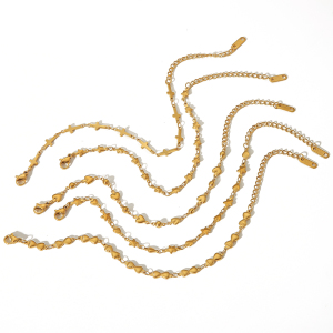 1 Paire De Bracelets Élégants Et Simples En Acier Inoxydable Plaqué Or  Avec Chaîne En Forme D'Étoile Et De Croix Pour Femme, Bijoux À Porter Au Quotidien h5 Image5