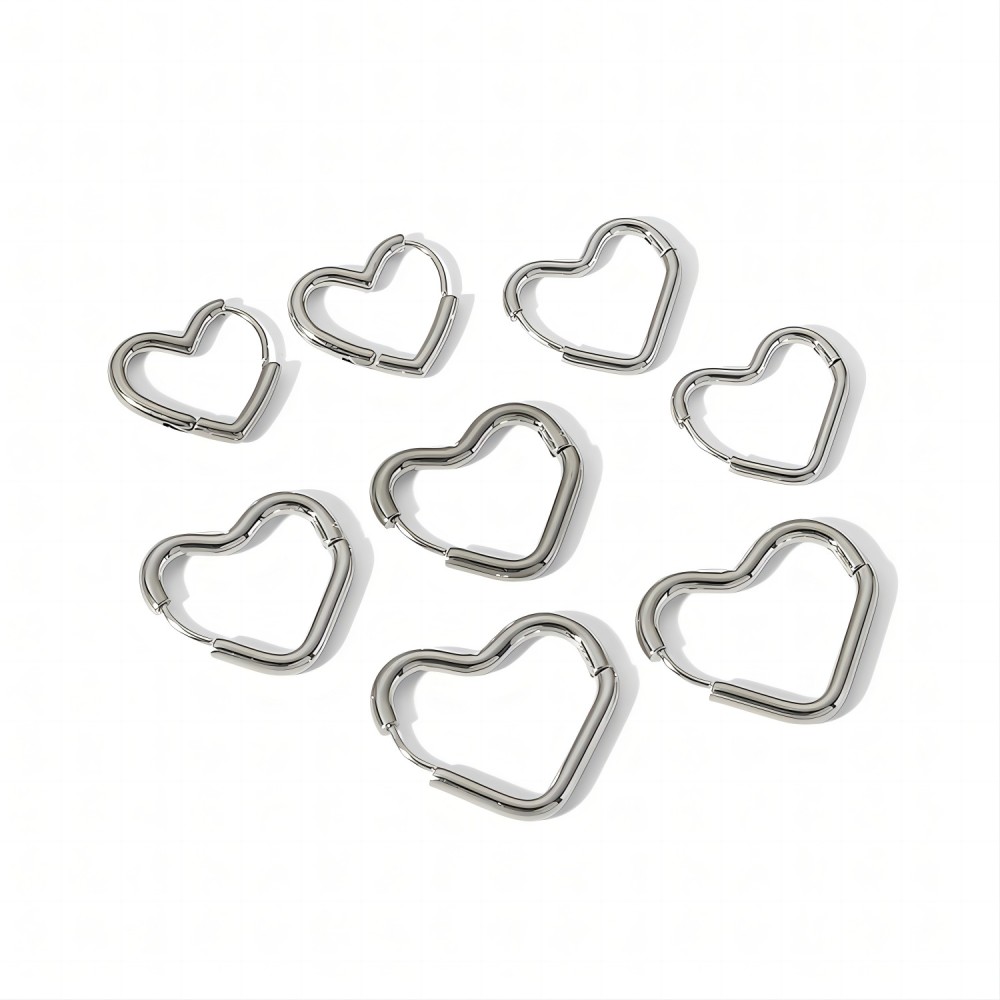 1 Paire De Boucles D'Oreilles Simples Classiques En Acier Inoxydable Plaqué Or En Forme De Cœur Géométrique Pour Bijoux Pour Femmes À Porter Au Quotidien Image4