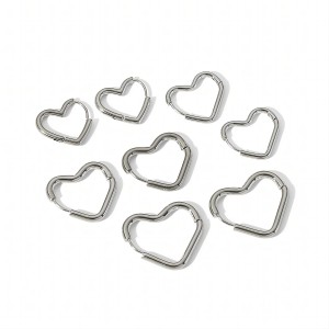 1 Paire De Boucles D'Oreilles Simples Classiques En Acier Inoxydable Plaqué Or En Forme De Cœur Géométrique Pour Bijoux Pour Femmes À Porter Au Quotidien h5 Image4