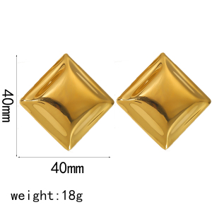 1 Paire De Boucles D'Oreilles Carrées Géométriques En Acier Inoxydable Plaqué Or  De Haute Qualité, Adaptées Au Port Quotidien Des Femmes h5 Image7