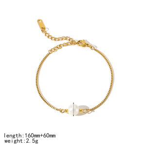 Un Simple Bracelet En Acier Inoxydable Plaqué Or  Avec Un Cœur En Forme De Pêche Et Un Zircon Pour Un Usage Quotidien Pour Les Femmes h5 Image6