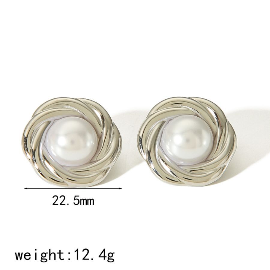 1 Paire De Boucles D'Oreilles Élégantes Et Stylées En Acier Inoxydable Plaqué Or Avec Pierre D'Œil De Tigre Incrustée De Formes Géométriques Rondes Pour Bijoux Pour Femmes À Porter Au Quotidien Image6
