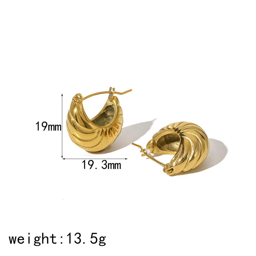 1 Paire De Boucles D'Oreilles Créoles Classiques En Acier Inoxydable Plaqué Or Pour Femmes À Porter Au Quotidien Image5
