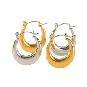 1 Paire De Boucles D'Oreilles Classiques En Acier Inoxydable Plaqué Or  Polies Pour Femmes À Porter Au Quotidien h5 Image5