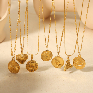 1 Pièce De Collier Pendentif En Forme De Cœur En Acier Inoxydable Plaqué Or  Simple Et Élégant Pour Bijoux Pour Femmes À Porter Au Quotidien h5 Image4