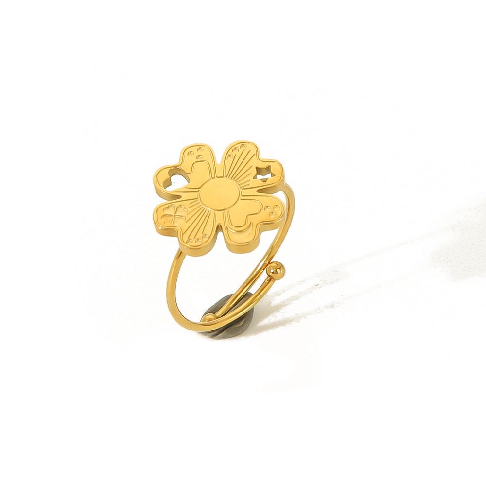 1 Pièce De Bague Réglable En Forme De Cœur En Acier Inoxydable Plaqué Or  Pour Femme, Bijou Classique À Porter Au Quotidien Image9