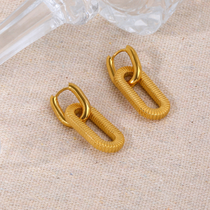 1 Paire De Boucles D'Oreilles Rectangulaires Géométriques En Acier Inoxydable Plaqué Or , Créatives Et À La Mode, Pour Femmes, À Porter Au Quotidien h5 Image3