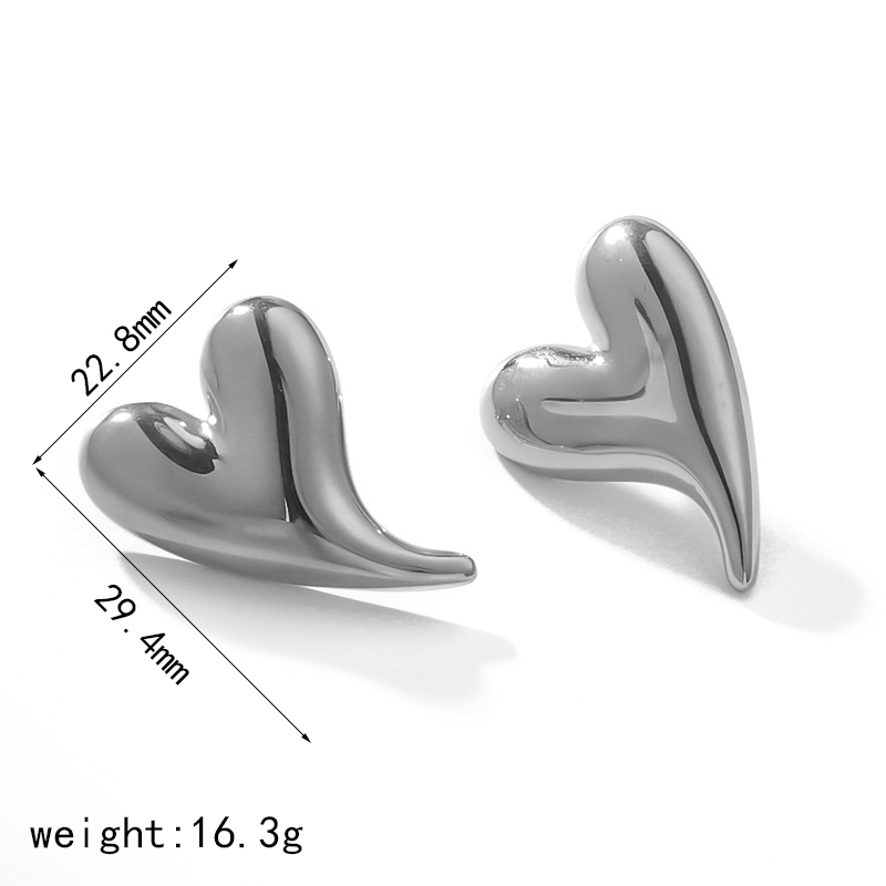 1 Paire De Boucles D'Oreilles Élégantes Et Simples En Acier Inoxydable Plaqué Or  En Forme De Cœur Lisse, Adaptées À Un Usage Quotidien Par Les Femmes Image6