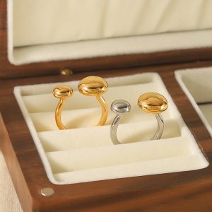 1 Pièce De Bague Ouverte Ronde Géométrique En Acier Inoxydable Plaqué Or , Élégante Et Stylée, Adaptée Au Port Quotidien Des Femmes h5 Image5