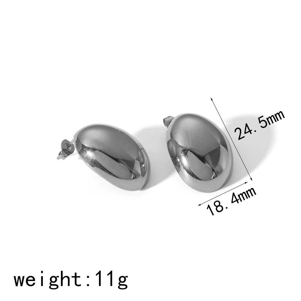 1 Paire De Boucles D'Oreilles Ovales Polies Classiques De Haute Qualité En Acier Inoxydable Pour Femmes, Bijoux À Porter Au Quotidien h5Image7