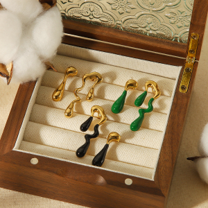 1 Paire De Boucles D'Oreilles À Tige Géométriques Rétro En Acier Inoxydable Plaqué Or  Pour Femme, Série Classique h5 Image3