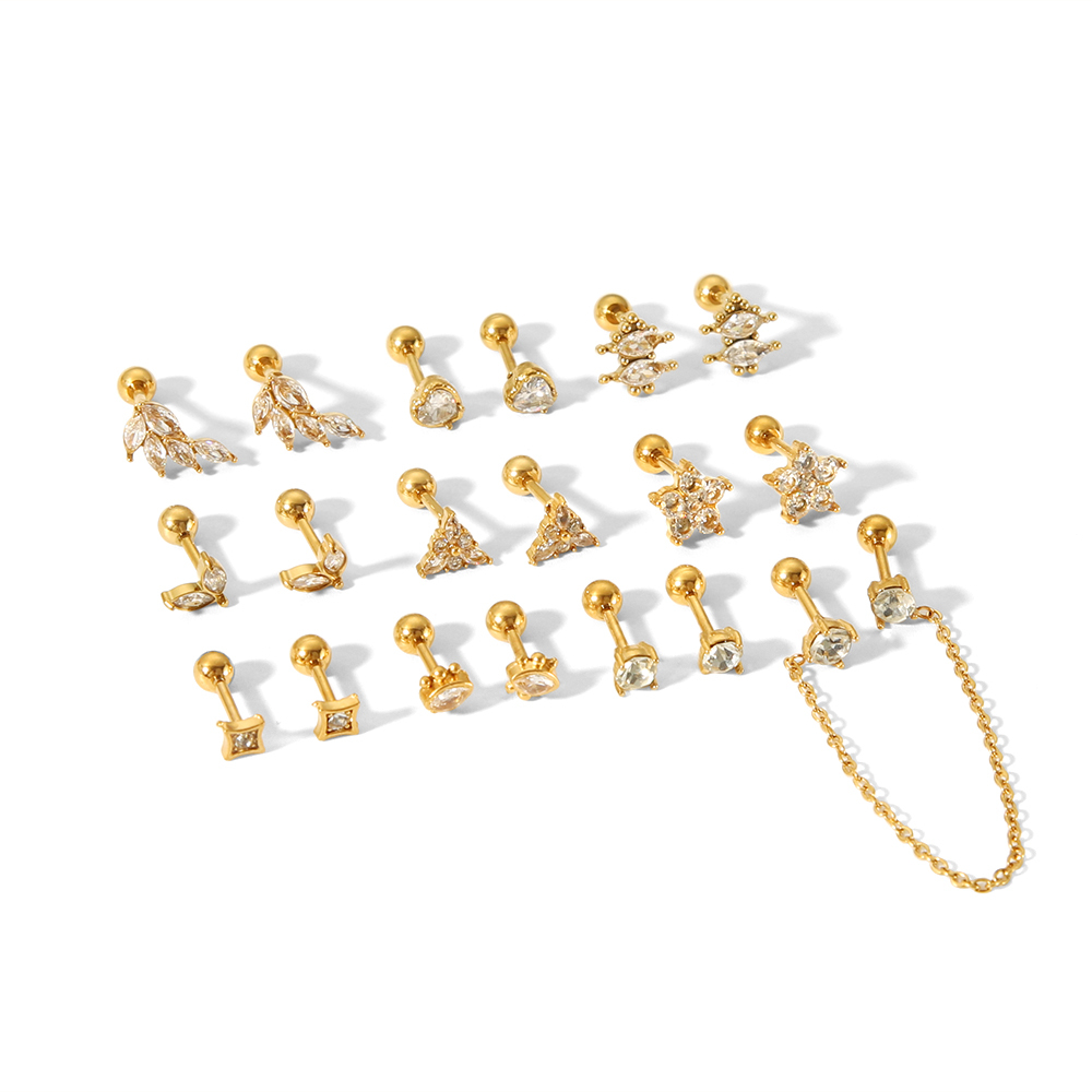 Boucles D'Oreilles Puces Pour Femmes, Forme Ronde Simple, En Acier Inoxydable, Étanches, Couleur Or Image4