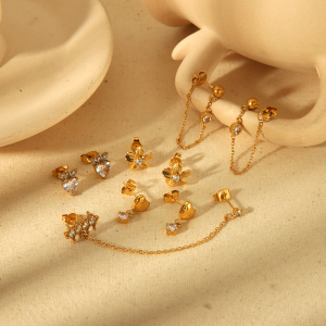 1 Paire De Boucles D'Oreilles Exquises Et À La Mode En Acier Inoxydable Plaqué Or  En Forme De Cœur Pour Femmes À Porter Au Quotidien h5 Image4