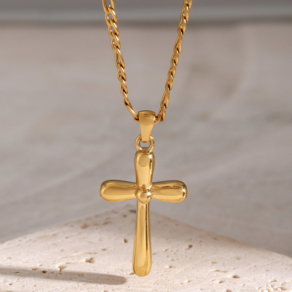 Collier Croix En Acier Inoxydable Or  Européen Et Américain Niche Collier Croix Simple En Acier Titane Haut De Gamme Image6