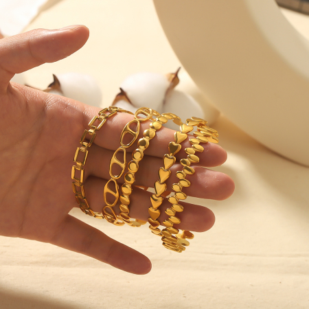 1 pièce de bracelet ouvert ovale en acier inoxydable plaqué or  à la mode et simple pour bijoux pour femmes à porter au quotidien 2