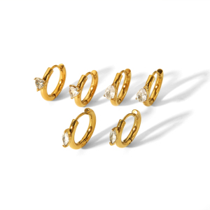 1 Paire De Boucles D'Oreilles Simples Et Tendance En Acier Inoxydable Plaqué Or  Avec Zircon En Forme De Goutte D'Eau Pour Femme À Porter Au Quotidien h5 Image5