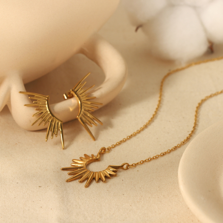 1 paire de boucles d'oreilles soleil irrégulières en acier inoxydable plaqué or  créatives et à la mode pour femmes à porter au quotidien 2