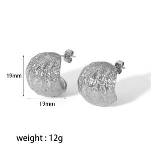 1 Paire De Boucles D'Oreilles Sphériques À Texture Géométrique Irrégulière En Acier Inoxydable Plaqué Or Créatives Et À La Mode Pour Bijoux Pour Femmes À Porter Au Quotidien h5 Image6
